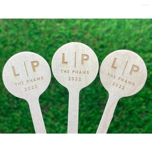 Party Decoration 50 Anpassad trägraverad Sticks minimalistiska kaffekocktail Wedding Drink - Round Top LL