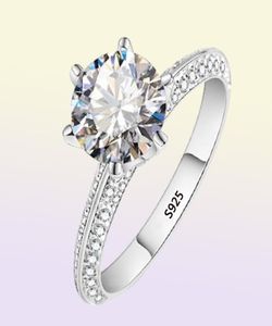 Yanhui Luxo 2CT Moissanite Wedding noivado para noiva 100 Real 925 Sterling Silver Rings Mulheres jóias finas RX279 4996460