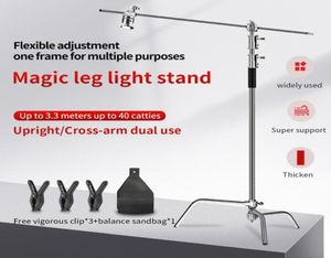Tripods Magic Leg Lamp Stand CFRame 33 metros de espessura em aço inoxidável e equipamento de iluminação de televisão de aço inoxidável Detachab4625159