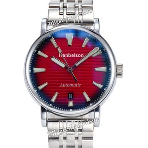 Sports Watch Mens Automatic Movement Burgundy gradient dial Wristwatch Noctilucent 5 Colors Metal watchband Mechanical clock Rubber strap 43mm