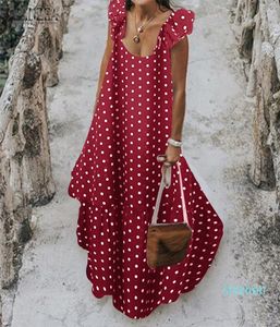 Zanzea 2020 Summer Leopard Sundress Women Bohemian Polka Printed Maxi Dress Sukienka Strażna Kobieta Sleveless Long Ruffles Ve8409828