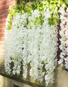 12pcs wisteria yapay çiçekler asılı çelenk asma rattan sahte çiçek ip ipek çiçekler ev bahçesi düğün dekorasyonu1150554