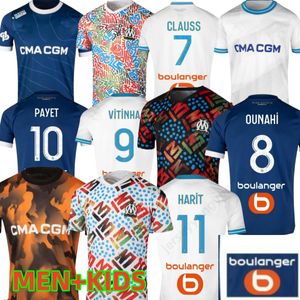 24 25 مرسيليز قمصان كرة القدم الخاصة 2023 2024 Maillot Foot Om Vitinha Guendouzi Gigot Gerson Payet Clauss Football Derts Men Kids Mode Gans Player Ver