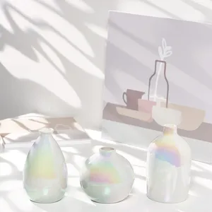 Vasos nórdicos insa luminurno pérola cerâmica small vaso sala de estar para desktop desktop Flower Arrangement Recipiente Decoração seca