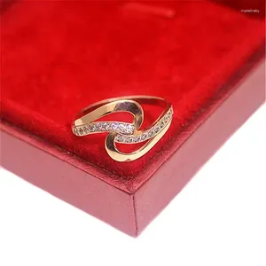 Cluster Rings Classic 585 Purple Golded, покрытый 14 -километровым Rose Ripple Crystal для женщин, выпадение геометрия модное обручальное кольцо ювелирные изделия