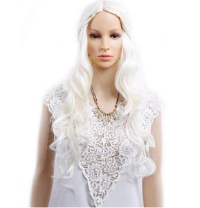 Regulowany rozmiar Wybór kolorów i stylu peruki Cosplay Gra Survery Gray Białe syntetyczne peruki włosy długie falujące włosy Peruki 5309423