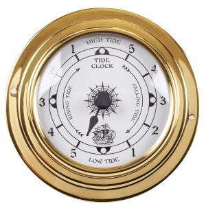 Clocks NEW 1pcs 3" Brass Case Traditional Weather Station Analog Tide Clock Gold Metal (White Dial) tc8151