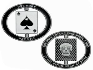 Rotertable America Police Swat Bullet Ace of Spades Skull One Shiot One Kill Challenge Coin Art Collection Gift2171947