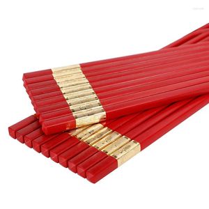 Chopsticks Red Family Wedding Festive Restaurant Tableware Reusable Sushi Sticks Chinese