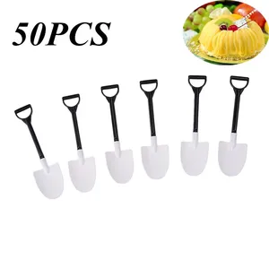 Löffel 50pcs/Pack Plastik Einweg Mini Shovel Löffel Topf Eis Cream Cake Kinder Dessert Tee Kaffee Vorräte