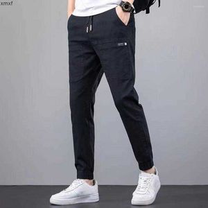 Mens Pants Washable Stylish Lace-up Stretchy Denim Super Soft Men Trousers Slim Fit For Jogging UA25