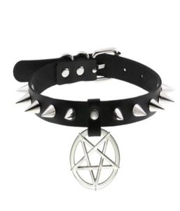 Spike punk choker krage för tjej goth pentagram halsband emo nackband cosplay chocker gotiska tillbehör3378241