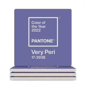 Tavolino molto peri - Pantone 2024 Colore dell'anno Coaster in ceramica (quadrato) tazza di tazza di animale bianca per bevande estetica