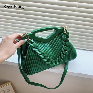 Evening Bags Top Brand Triangle Handbag Designer Pleated Shoulder Bag For Women Clutch Purses High Quality Crossbody Satchels Hobo