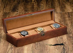 Caixa de relógio de madeira retrô com caixa de relógios de chave para relógios homens retanglesquare Jóias Organizador 6 Grades Organizer9634484