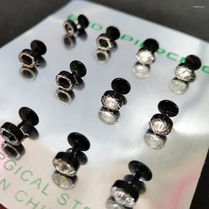 Stud Küpe 12 PCS Siyah Metal Güvenli Yuvarlak Bükülme Kadınlar için Dumbbell Pierceing Erkekler Punk Moda Mücevher Mix Tasarımı Düzine