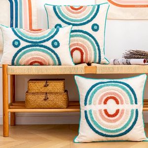 Pillow Boho Cover Blue RainbowTufting Case Patio Decorative Nordic Modern Geometric Embroidered Sofa Chair Coussin