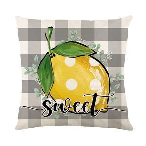 Linen Cushion Cushion Summer Lemon Print Prophless Caso Home Sweet Home Lemon Summer Troad Pillow Caps Stripes Bow Summer Cushion Caso para sofá