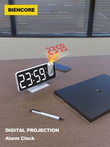 Clocks Biencore K83 LED Digital Projection Alarm Clock Desk Clocks USB Wake Up Clock with 180° Time Projection Snooze Table Clock