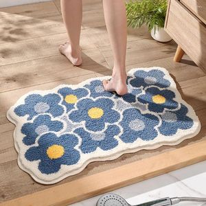Badmattor kreativa blommiga matta badrum dekoration golv hög kvalitet flockande absorberande liten matta duschrum dörr