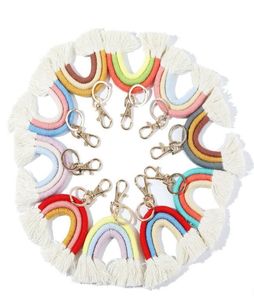 Rainbow Tassel Nyckelkedjan nyckelring för damer handgjorda nyckelringar pojkvän gåva tjej söt nyckelchain väska charm keyring2424464