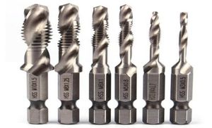 Säljer 6PSC HSS High Speed ​​Steel Drill Bits Set 14quot Hex Shank Metric Screw Threat Tap Taper Borr Bit M3 M4 M5 M62452732