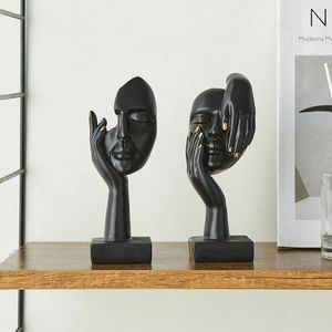 Figurine decorative Carattere facciale Nordic Art Crafts Office Modern Home Decorazioni Statue Abstract Resin Desktop Ornaments Miniature