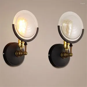 Настенная лампа ретро творческий ночной светлополочный железо, тарелка, стеклянный абажур, освещение комнаты.