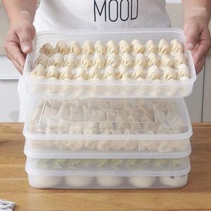 Depolama Şişeleri Ev Mutfak Organizatör Dumpling Container Buzdolabı Taze Kutu Çok Katmanlı Şeffaf Tutun