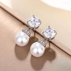 Orecchini a pennello Caoshi Eleganti orecchie di gioielleria da sposa con accessori zirconici brillanti a ciondolo perle simulate per l'impegno