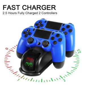 Laddare Dual Controllers Wireless GamePad Control Charger USB Snabbladdning Dock GamePad Holder för PS4 Slim Pro Controller Base Stand Stand Stand Stand Stand