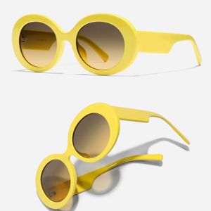 Óculos de sol ovais do designer feminino com armação de fibra de acetato amarelo pernas e lentes de poliamida D4448 Óculos de sol de ponta para mulheres descoloração