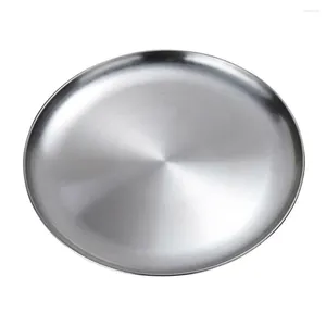 Plates 2024 Stainless Steel Flat Dish Plate Insulated Thick Buffet Platter For Bbq Kitchen Accessories Pasta
