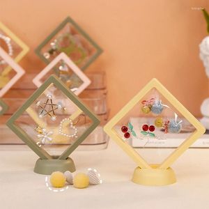 Decorative Plates 3D Floating Picture Frame PE Shadow Box Jewelry Display Film Storage Pendant Protect Jewellery Earrings Stone Case