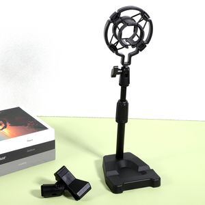 Desk Microphone Stand with Base Adjustable Table Mic Stand with Shock Mount Holder and Mic Clip