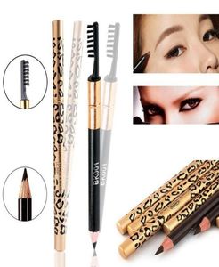 Sexig Leopard Waterproof Eyebrow Eyeliner Pencil 5 Färger Fashion Women Beauty Makeup Eyebrow Enhancer With Brush Make Up Tool6259240