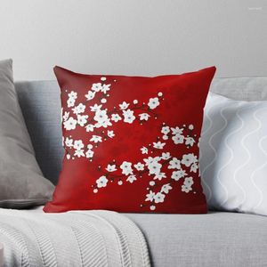 Pillow Cherry Blossom Red White Asia Floral Throw S For Children Covers Living Room Elastic Cover Sofa