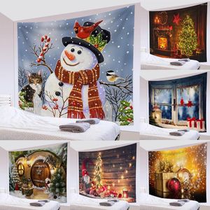 タペストリーパーティーリビングルーム寝室寮の家の装飾クリスマスタペストリー暖炉の木ストッキングギフトウォール