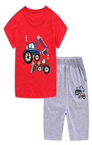 Nowe dzieci 039S Zestaw Tshirt z Boy039s Digger Design i Shortsleeved Summer Cotton Failing Ubranie Twopiecie5476407