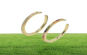 2019 Neue Designerinnen Frauen farbenfrohe cz Circle Ohr -Ohr -Wrap -Clip -Ohrringe Gold Farb Hochzeit Piercing Dualpurple Schmuck Ohren 7351652