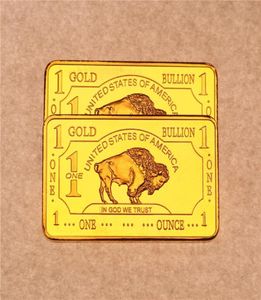 Outras artes e artesanato 1oz 24k banhado a ouro dos Estados Unidos Buffalo Gold Bar Bullion Coin Collection4433045