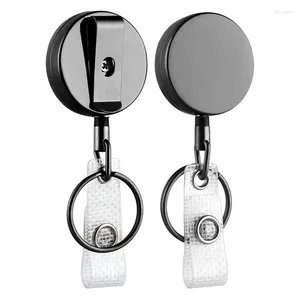 Hooks 2 Pack Mini Heavy Duty Dractable Badge Holder Reel Metal ID med Belt Clip Key Ring för Namn Card Keychain (Small