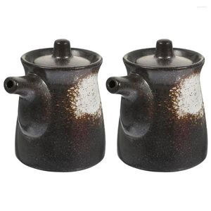 Storage Bottles 2 Pcs Soy Sauce Pot Vinegar Container Japanese Dispenser Holders Bottle Ceramics Jar