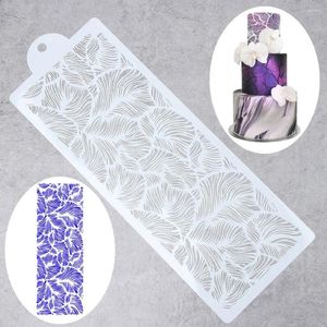 Baking Moulds Peacock Feather Lace Stencil Wedding Cake Design Plastic Template Mold Fondant Painting Decorating Tools Bakeware