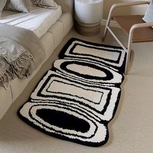 Dywany geometria śrutowa dywanika w kratę Nieregularny miękki pluszowy nocny dywan wejdź do rurekat bez poślizgu mata do kąpieli sofa salonu podłoga