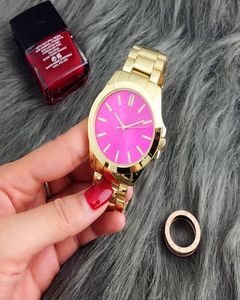 Mulheres de moda de luxo assistem aço inoxidável Lady Lady Big Pink Dial Watch Famous High Quality Women Dress Hora 6505162