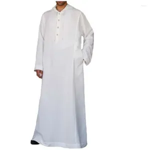 Ethnische Kleidung Männer Eid Ramadan Muslim Mode Langarm mit Kapuzenkleid mit Kapuzenkuppe Islamische männliche Abaya Dubai Türkei Robe Plus Größe