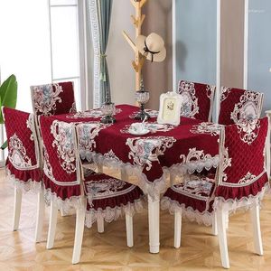 Chair Covers Luxury Dining Tablecloths Cover Cotton Jacquard Cushion Set Modern Dustproof Table Towel Round Home Wedding Decor