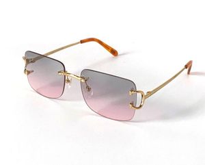 Vintage Sonnenbrille 0104 Männer Entwerfen kleiner rahmenloser quadratischer Form Retro -Brille UV400 Brille Gold Lichtfarbe Objektiv2741583