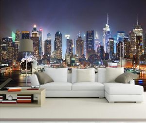 Anpassad 3D PO Wallpaper New York City Night Wall Målning Konst Mural Wallpaper vardagsrum TV Bakgrund Väggpapper Heminredning2869842